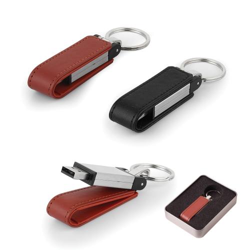 8 GB Deri Metal Anahtarlık USB Bellek Promosyon Ürün